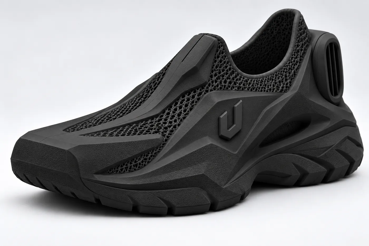 Upriser Edge in Nightfall black, three-quarter view